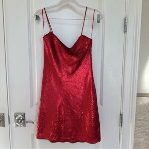 NWT Zara Red Sequin Slip Dress XS